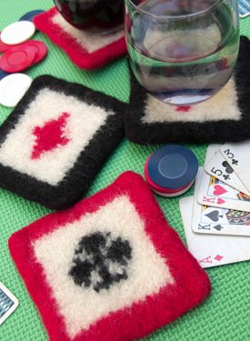 Felted Poker Coasters