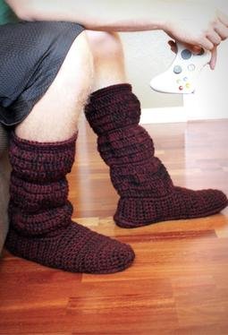 Men's Cozy Crochet Slipper Boots