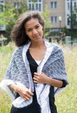 Granite and Cloud Lace Triangle Wrap