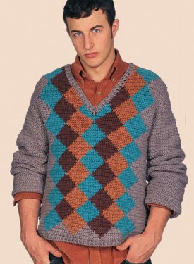 Finale Argyle Crocheted Pullover Pattern