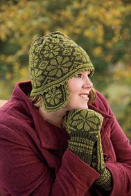 Flower Hat with Ear Flaps and Mittens