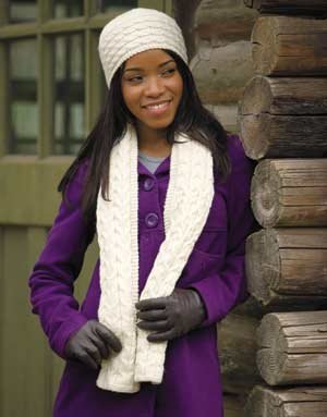 Brigit Cabled Hat & Scarf Kit