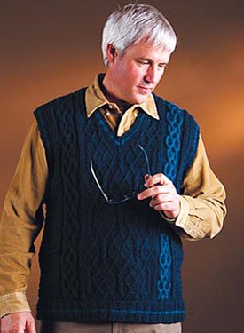 Men's Aran Tonal Vest Pattern