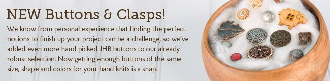 Buttons and Clasps for Hand Knit Garments