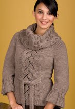 Chic Cables and Lace Cowl Neck Sweater Pattern