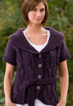 Fitted Cabled Shawl-Collared Vest