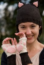 Kitty Cat Paw Mitts and Hat