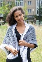 Granite and Cloud Lace Triangle Wrap