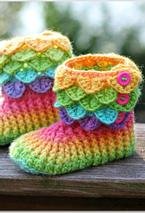 Child Size Crocodile Stitch Crochet Boots