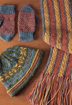Stranded Hat, Reversible Scarf and Helix Mittens