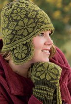 Flower Hat with Ear Flaps and Mittens
