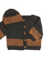 Striped Cardi & Matching Beanie or Beret Pattern