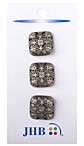 Filagree Square Button - Antique Silver
