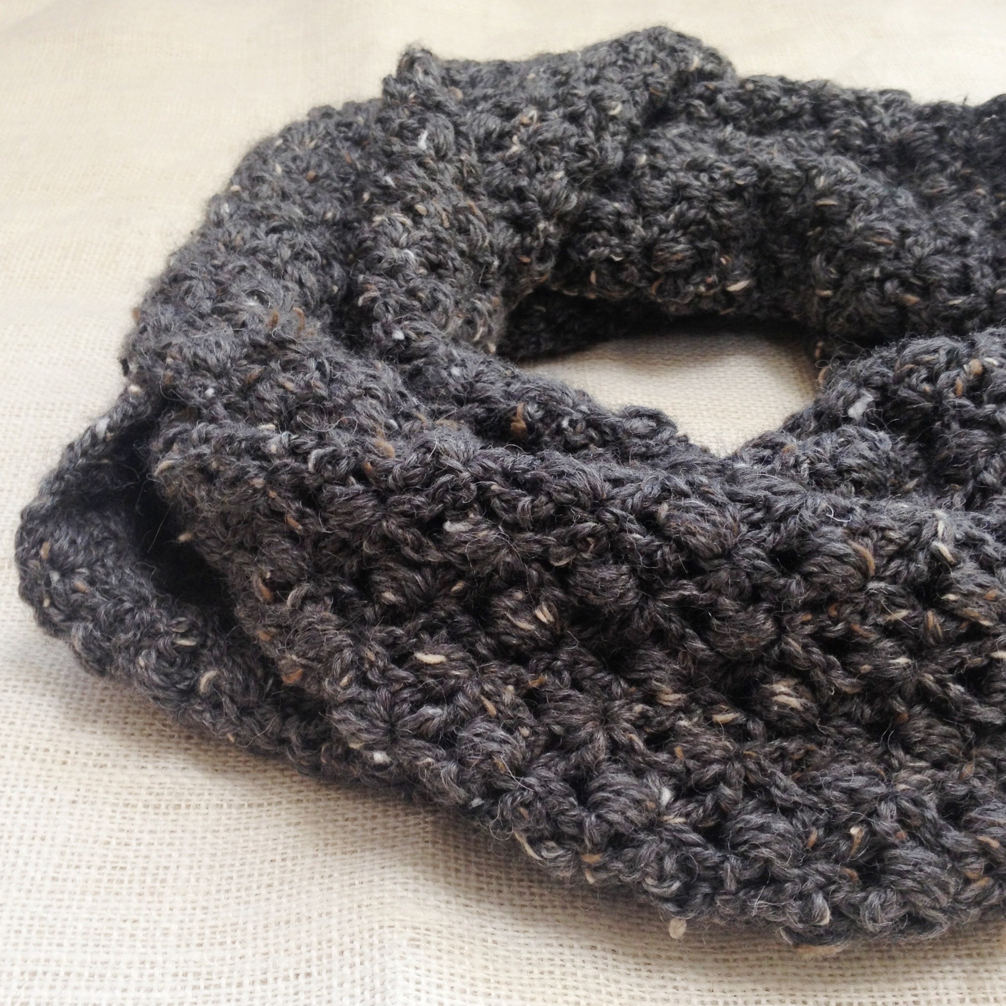 crocheted infinity cowl city tweed